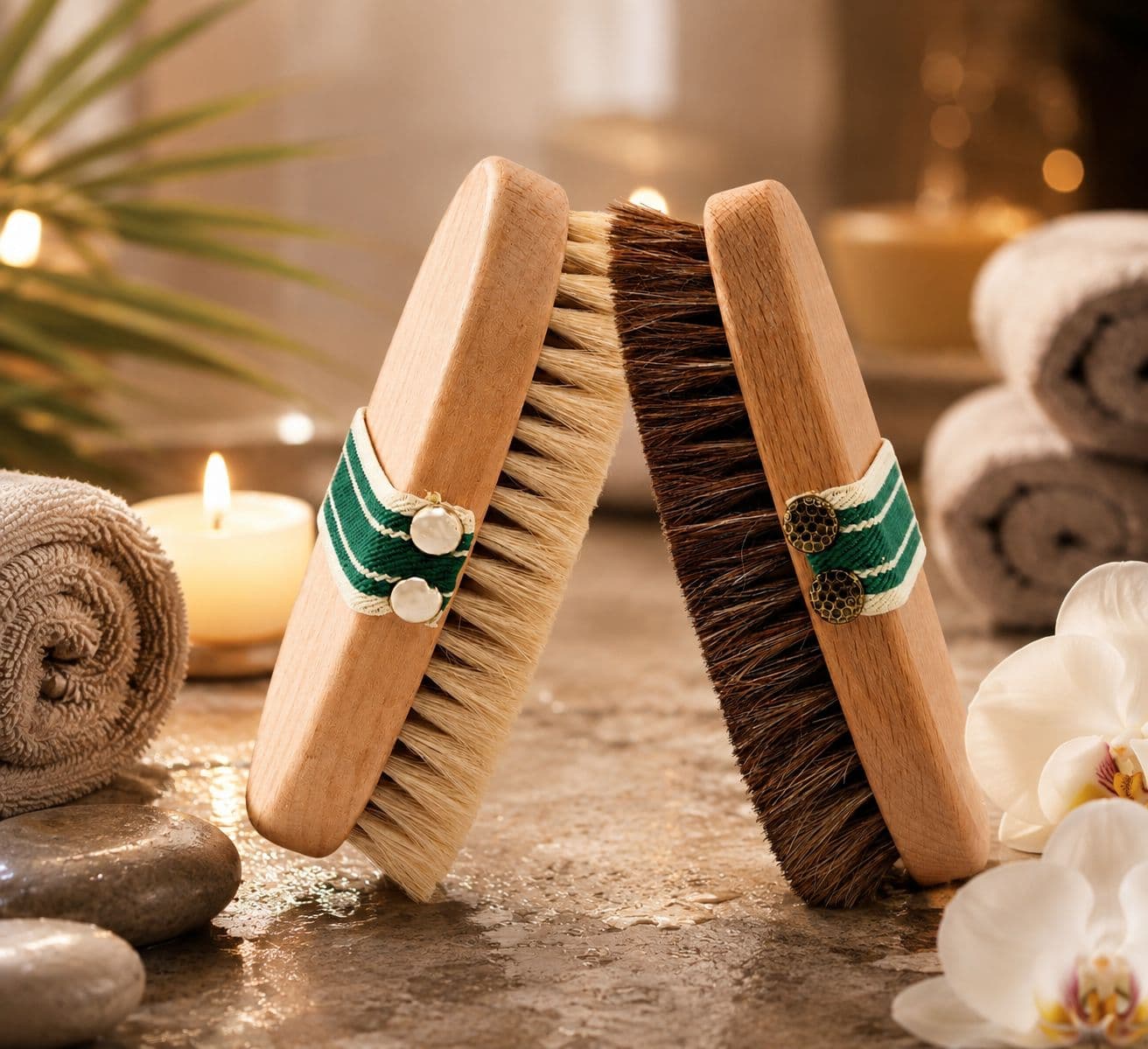 Brosse Corps en Crin de Cheval Naturelle – Brossage à Sec